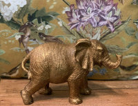 Elefant Deko Figur Gold - farbig L18 cm Dschungle Indien Skulptur Dekofigur Dekoration Orientalisch