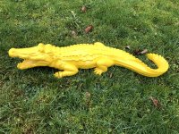 Krokodil Alligator 70cm Garten Gartenfigur Gelb Gartenkrokodil Dekoration