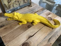 Krokodil Alligator 70cm Garten Gartenfigur Gelb Gartenkrokodil Dekoration