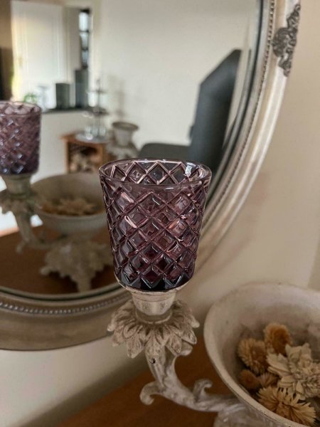 Kerzenglas Glasaufsatz Rose Raute KRÖMER Teelicht Kerzenständer Edel Angebot