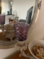 Kerzenglas Glasaufsatz Raute Rose KRÖMER Windlichtaufsatz für Kerzenständer