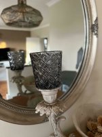 Kerzenglas Glasaufsatz Smoke Raute KRÖMER Teelicht Kerzenständer Edel Angebot