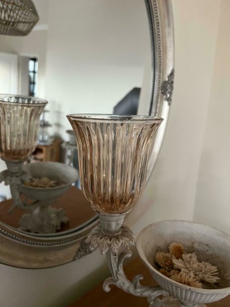 XL Kerzenglas Glasaufsatz Stella Amber KRÖMER Teelicht Kerzenständer Leuchter