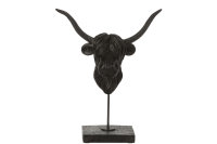 Büffel Kopf Figur Skulptur Edel auf Standfuß Schwarz