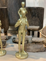 Figur Vater Papa Kind Skulptur Modern Gold H 40cm
