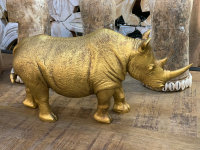 Nashorn Figur Trend Skulptur Tier Dschungel Gold L30 cm