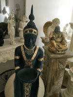Buddha Groß H74 cm Blau türkis Gold Feng Shui Statue Figur Deko