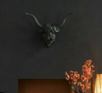 Deko Büffel Schwarz Wand Deko Rinderkopf Deko Figur 42 cm