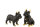 Set Bulldogge mit Halsband Kette Keramik Schwarz Gold Figur H24 cm