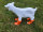 Figur Ziege mit Stiefel Orange Ziegenbaby Schaf Garten Bauernhof Hofladen Zicklein Lamm Natur