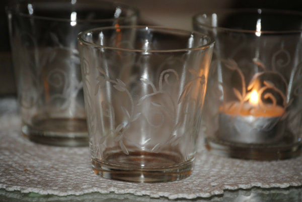 3 SET Kerzenglas Groß  mit  Gravur  von KRÖMER Teelicht   mit Gravur