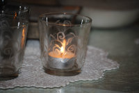 3 SET Kerzenglas Groß  mit  Gravur  von KRÖMER Teelicht   mit Gravur
