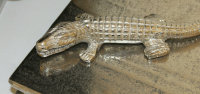 Krokodil silber 23 cm Skulptur Alligator Tierfigur Dekofigur Deko Orient Afrika